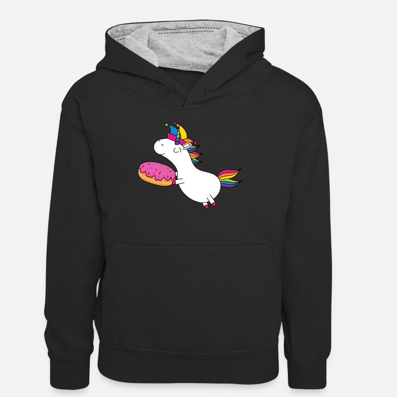 Unicorn Carnival Fool's Cap Carnival Donut - Sweat à capuche contrasté Ado - noir/gris chiné