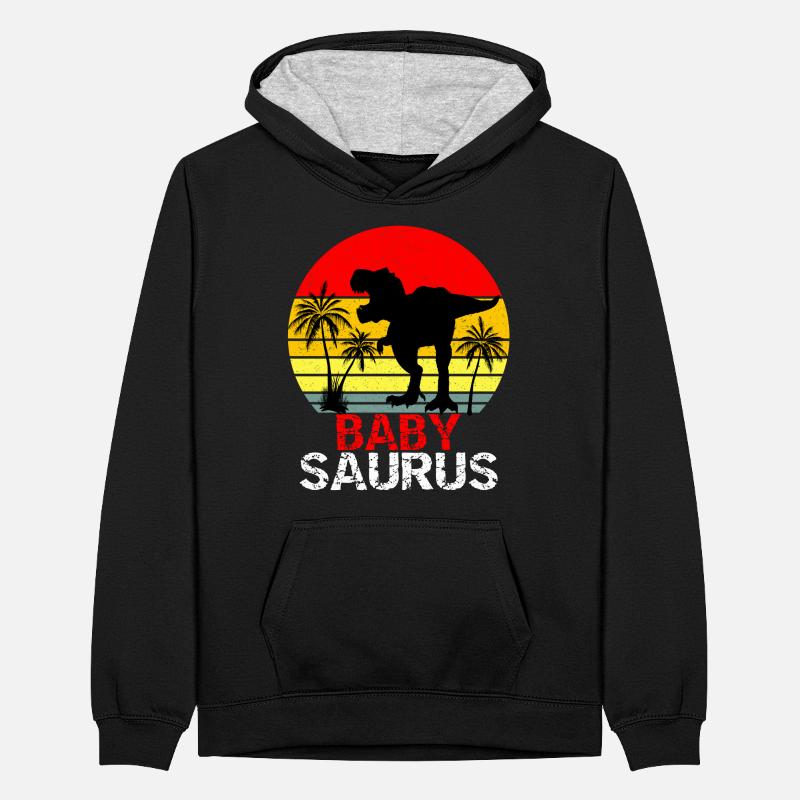 Babysaurus T Rex Dinosaurier Teenager Kontrast-Hoodie