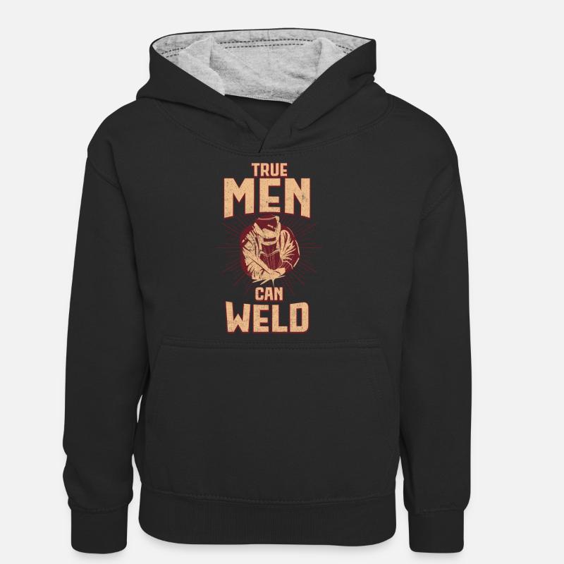 Welder Welding Welding Job Slogans Weld - Sweat à capuche contrasté Ado - noir/gris chiné