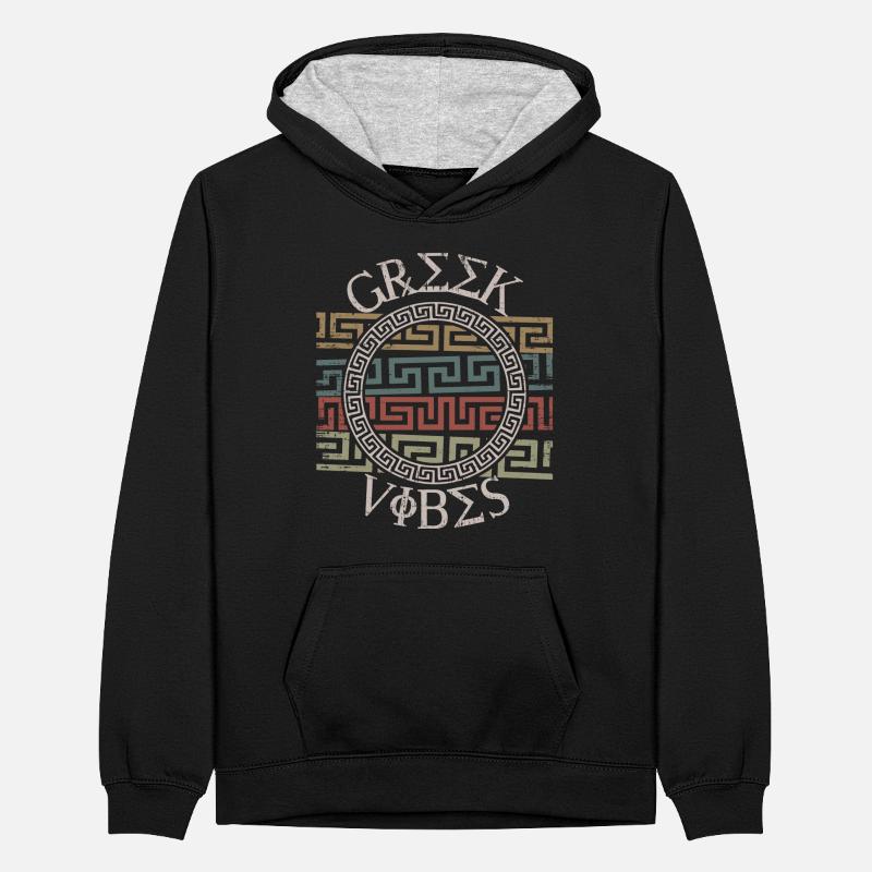 Greek pattern, Greece Teenager Contrast Hoodie