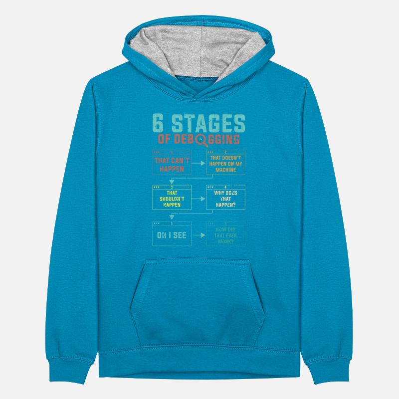 Programmierer 6 Stages of debugging Teenager Kontrast-Hoodie