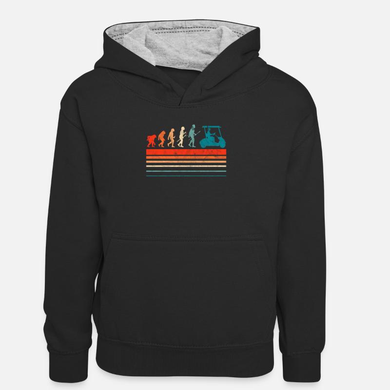Évolution du golf - Sweat à capuche contrasté Ado - noir/gris chiné