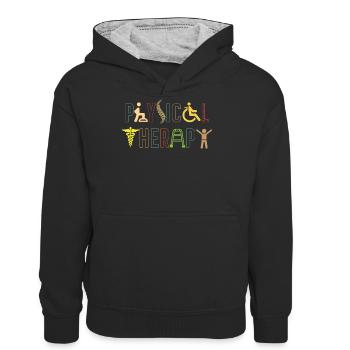 Physiothérapie - Sweat à capuche contrasté Ado - noir/gris chiné - Devant