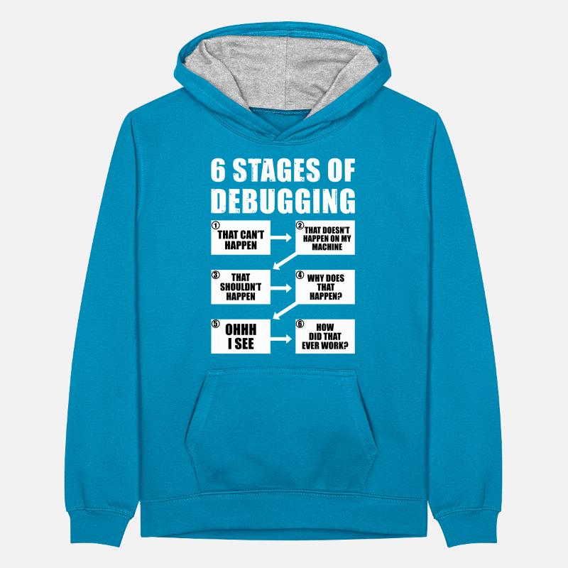 6 Stufen des Debug-Programmierer-Geschenks Teenager Kontrast-Hoodie