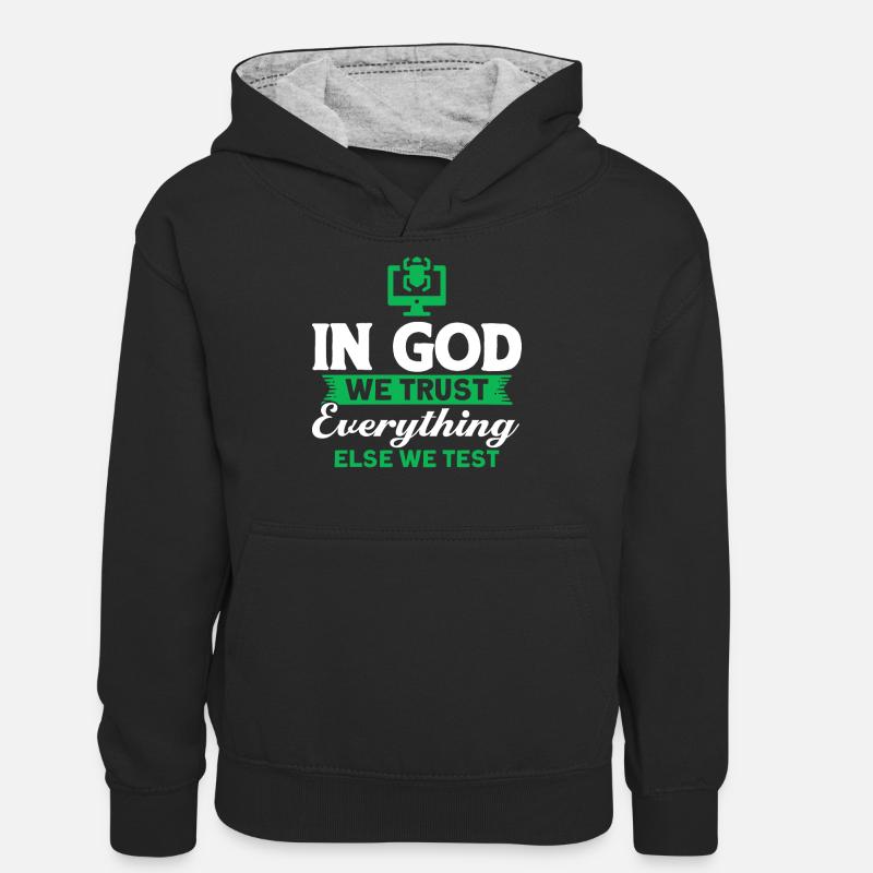 Qa Engineer QA Tester Testeur de logiciels - Sweat à capuche contrasté Ado - noir/gris chiné