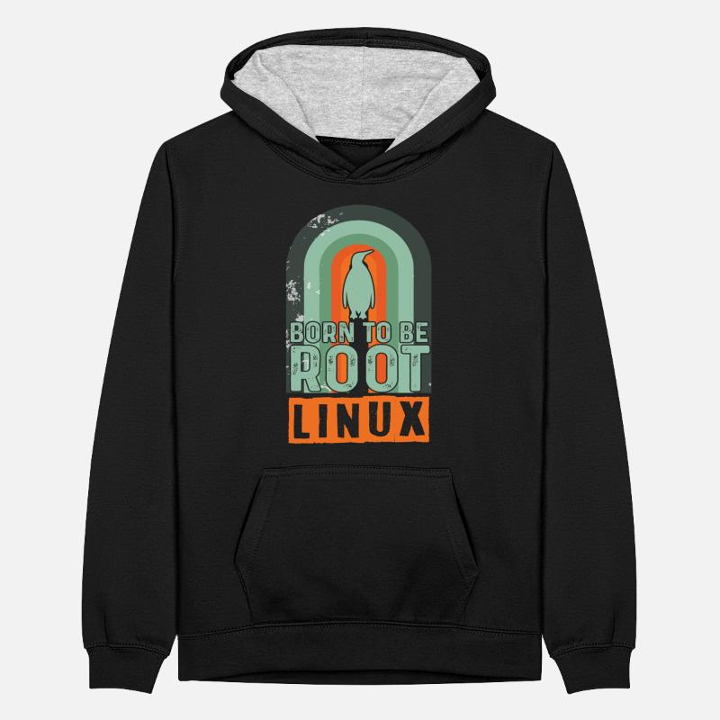 Né pour être Root Retro Linux Nerd Coding Geek Sweat à capuche contrasté Ado