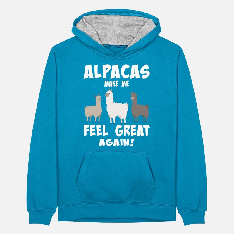 Alpacas make me feel great again Teenager Contrast Hoodie