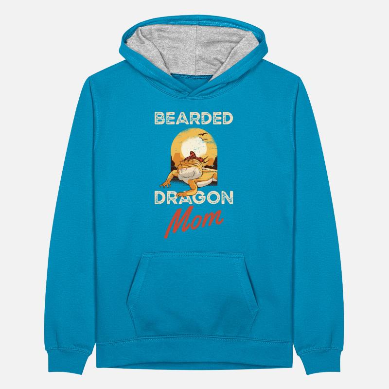 Bartdrache Mama Eidechse Haustier Muttertag Teenager Kontrast-Hoodie