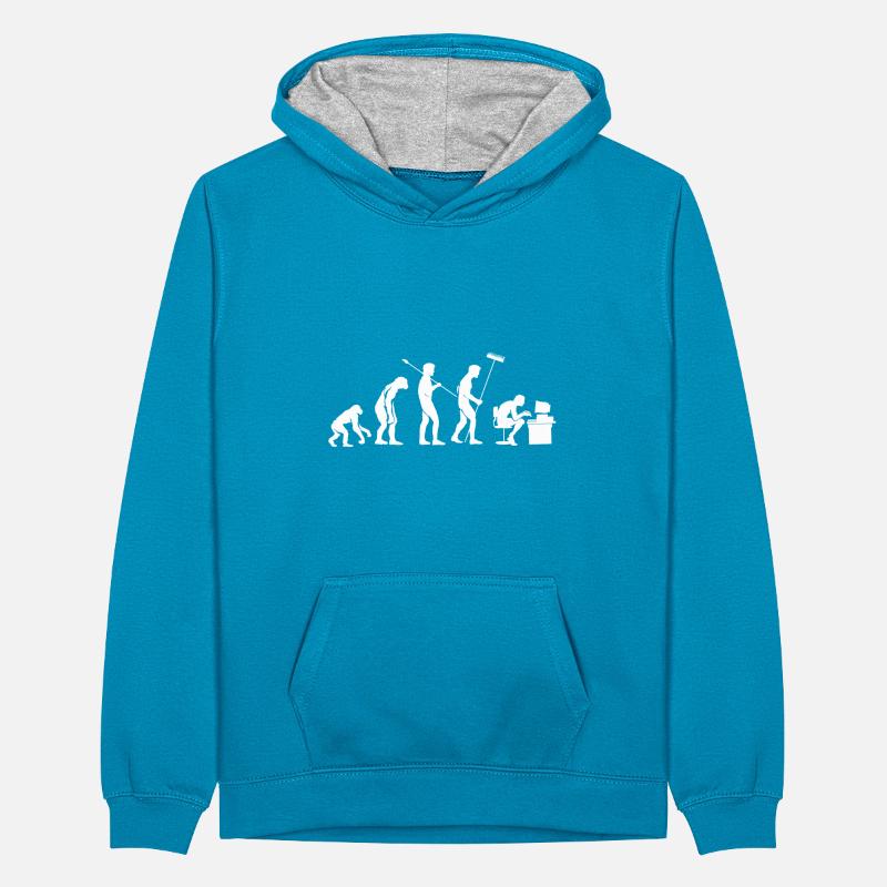 Office Desk Evolution Teenager Kontrast-Hoodie