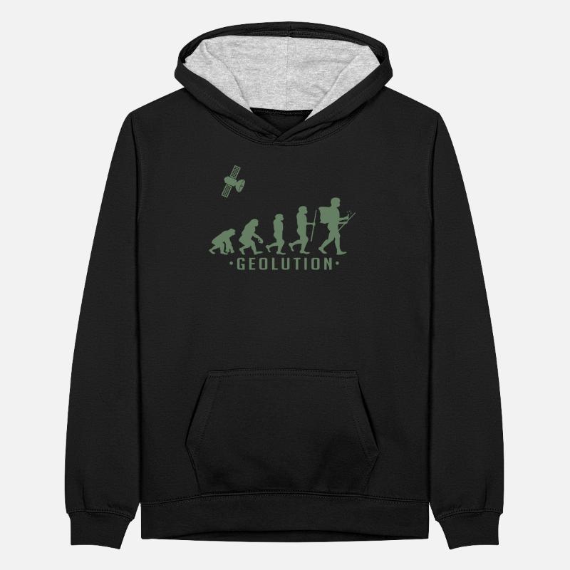 Geocaching evolution Chemise Geolution Sweat à capuche contrasté Ado