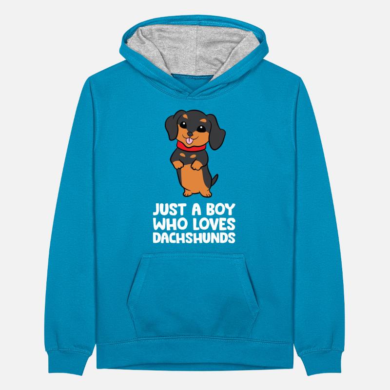Nur ein Junge, der Dackel liebt Teenager Kontrast-Hoodie