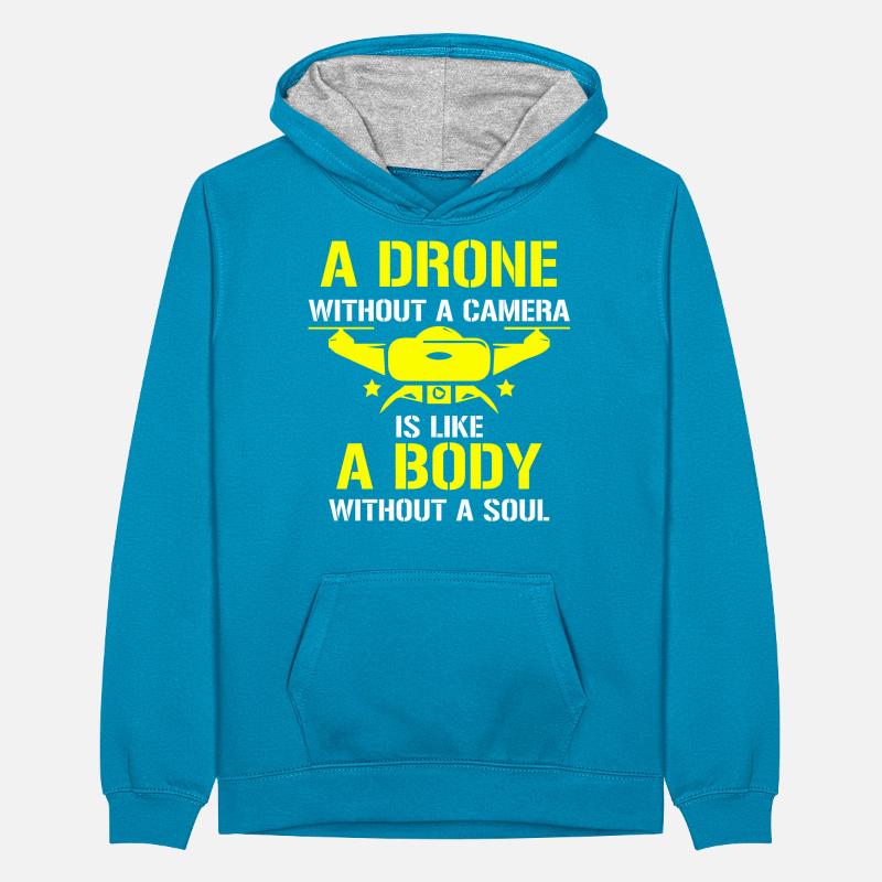 Drone volant, drones, drones, modèles réduits d’avions Sweat à capuche contrasté Ado