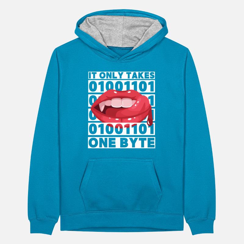 Bit Bytes Binäre Computernerd, Vampir, Spruch, Pun Teenager Kontrast-Hoodie