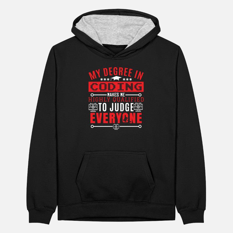 Coding Humor Coder Programmer Teenager Contrast Hoodie