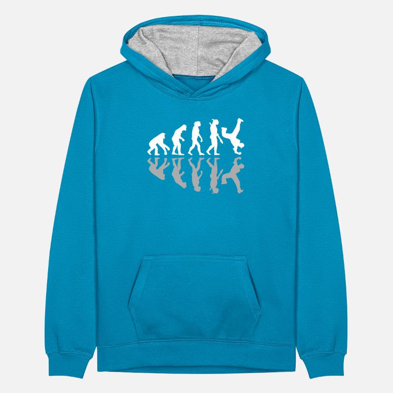 Breakdancing Human Evolution Dancer Breakdance Teenager Contrast Hoodie
