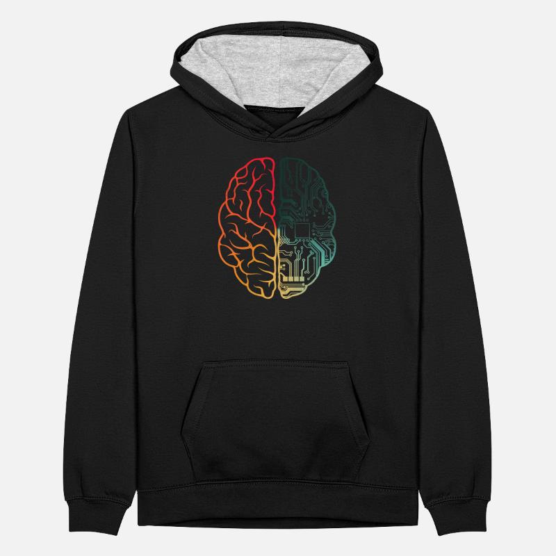 Programmierer Coding - Entwickler Programmieren Gehirn Teenager Kontrast-Hoodie