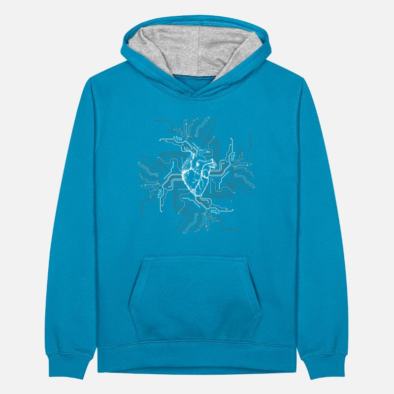 Anatomical Heart CPU Processor PCB Board Computer Teenager Contrast Hoodie