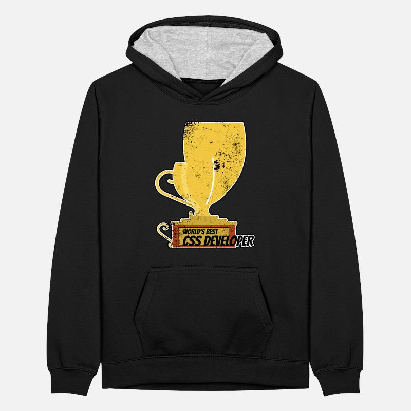 Distressed Funny World's Best CSS Developer Trophy Teenager Kontrast-Hoodie