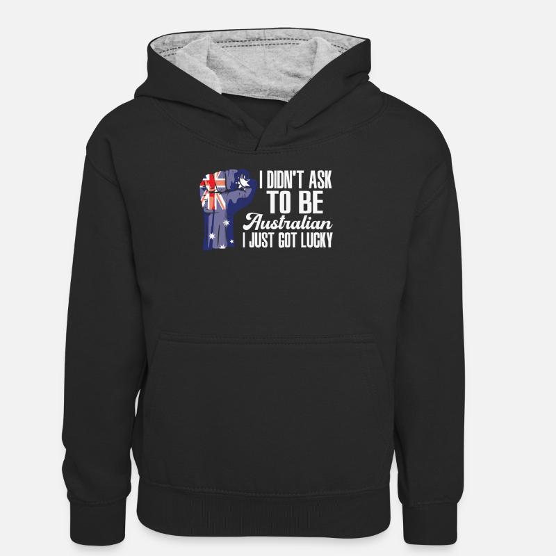 Fierté australienne Drapeau australien cultivé - Sweat à capuche contrasté Ado - noir/gris chiné