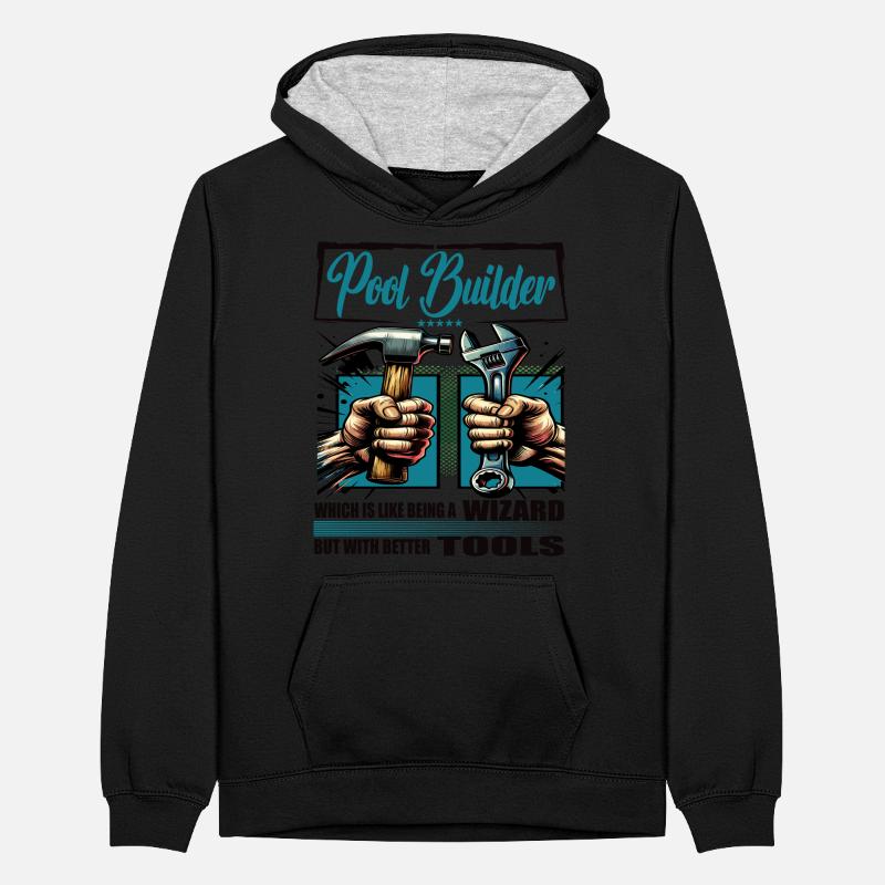 Pool builder Beruf Spruch Arbeiter Teenager Kontrast-Hoodie