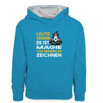 People Thinking Magic Drawing Technical Draftsman - Teenager Contrast Hoodie - peacock blue/heather grey - Front