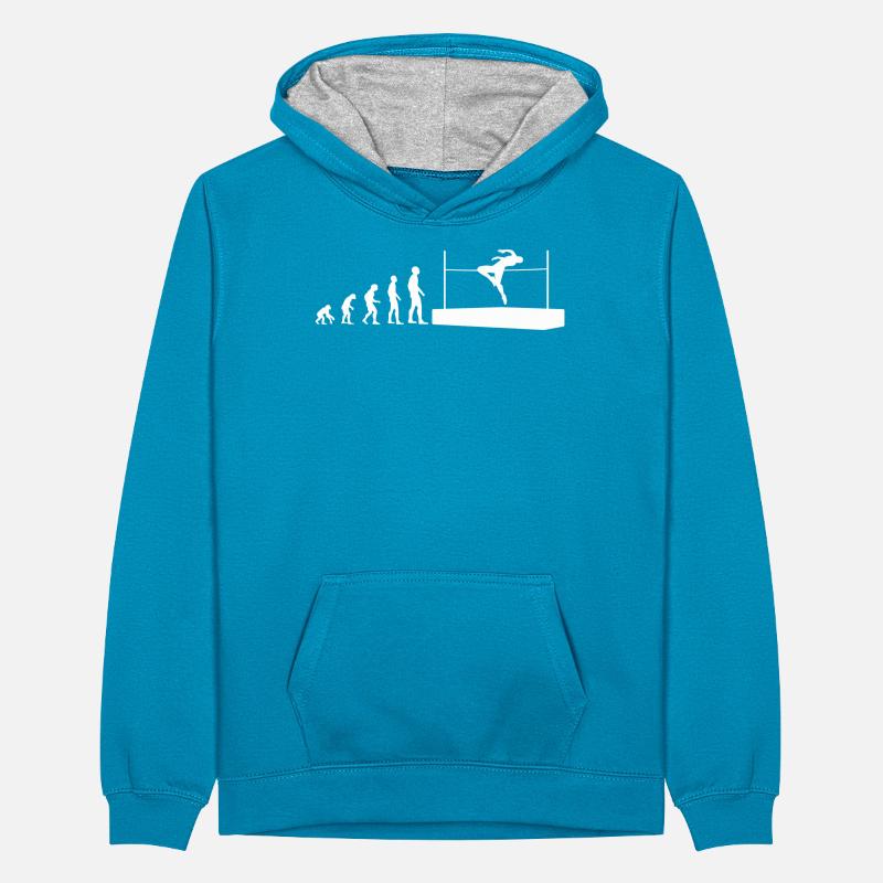 Evolution Hochsprung Athlet Evolutionär Teenager Kontrast-Hoodie