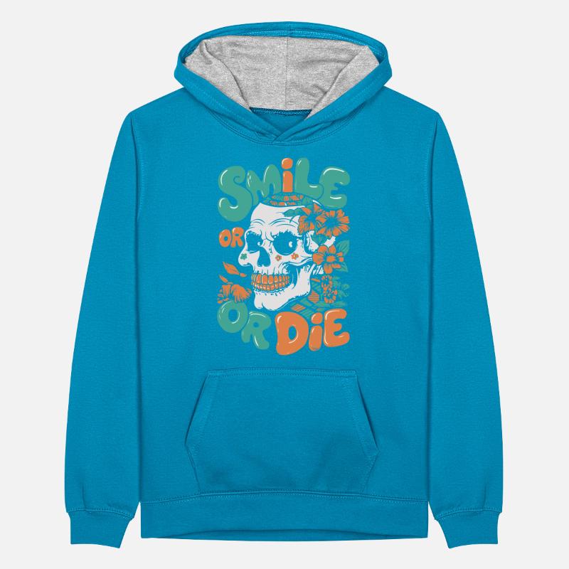 LÄCHELN ODER STERBEN Teenager Kontrast-Hoodie