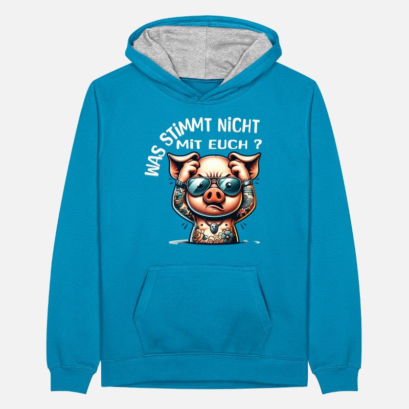 Ich hasse Menschen - Was stimmt denn mit dir nicht Teenager Kontrast-Hoodie
