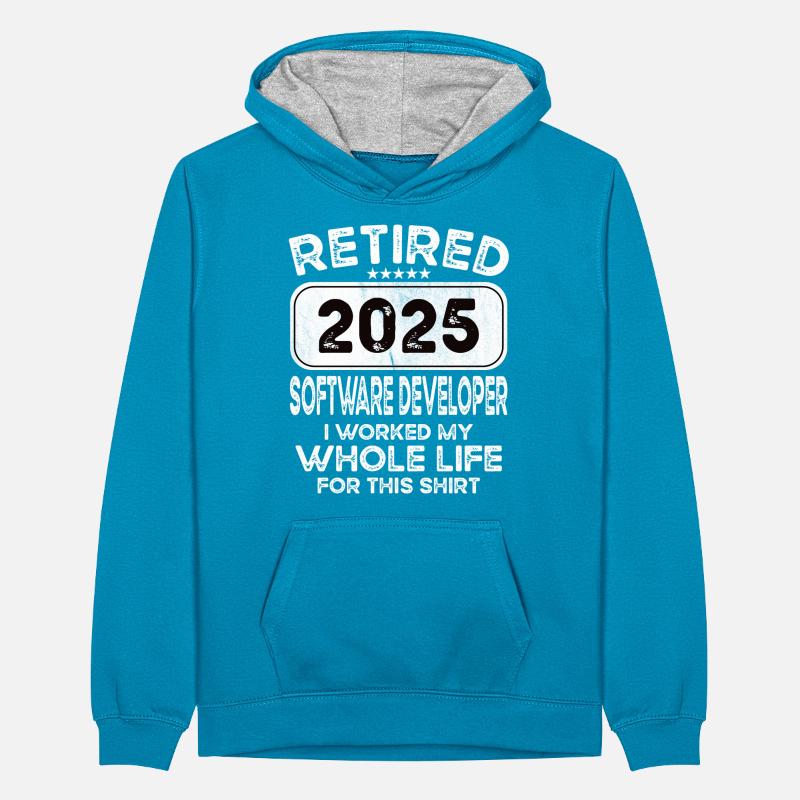 Retired Software developer 2025 Teenager Kontrast-Hoodie