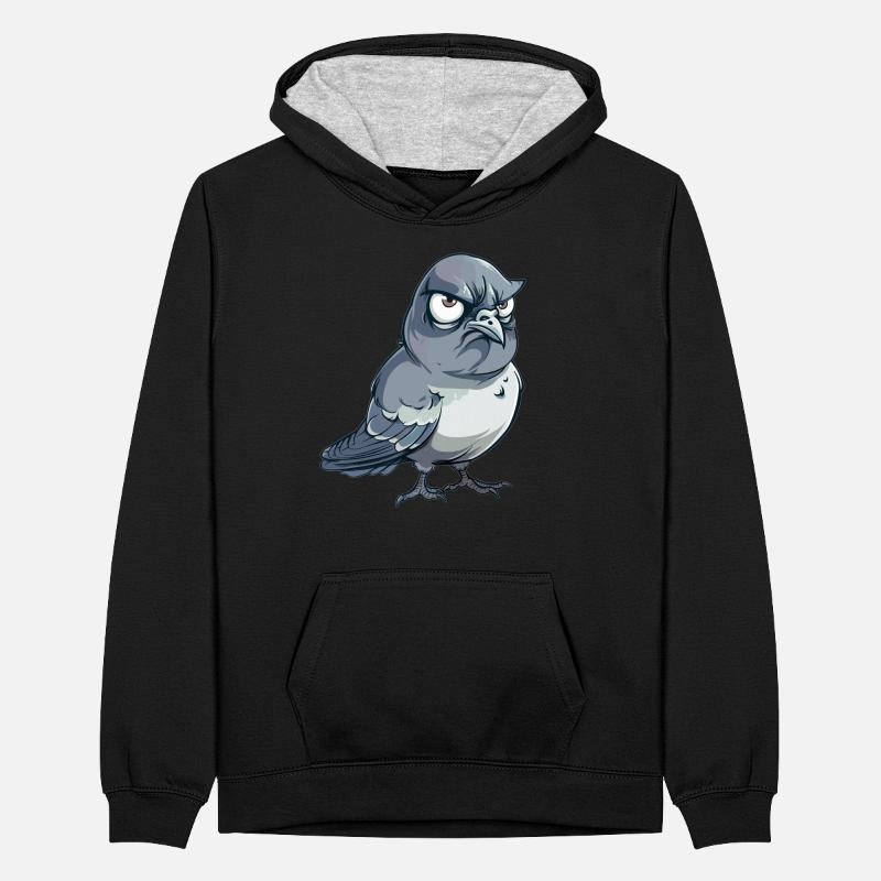 Grumpy Dove Comic Style Teenager Contrast Hoodie