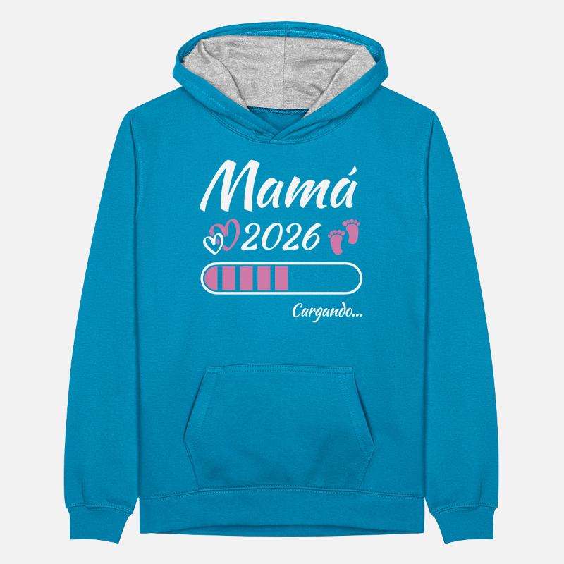 Werdende Mutter 2026 Loading Teenager Kontrast-Hoodie