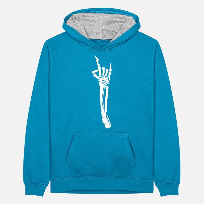 Devil's Horn Skeleton Teenager Contrast Hoodie