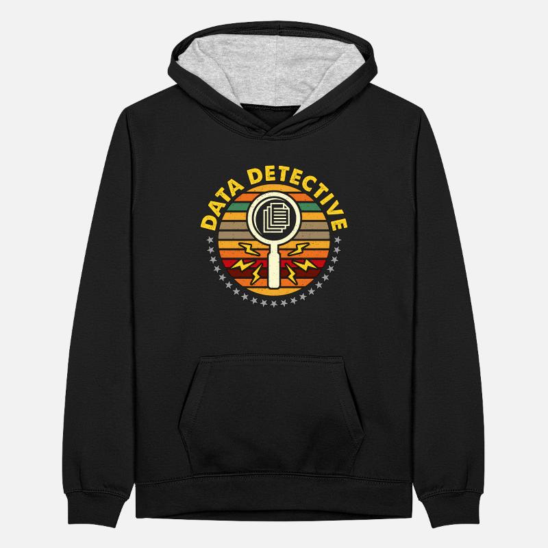 Data Analyst Data Detective Statistics Programmer Teenager Kontrast-Hoodie