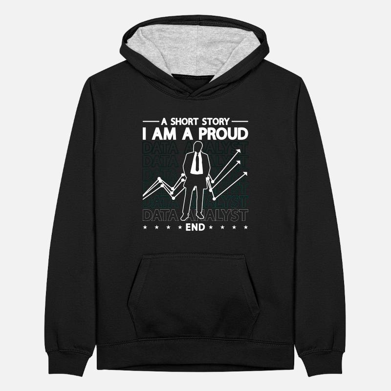 Data Analyst A Short Story I Am A Proud Programmer Teenager Contrast Hoodie