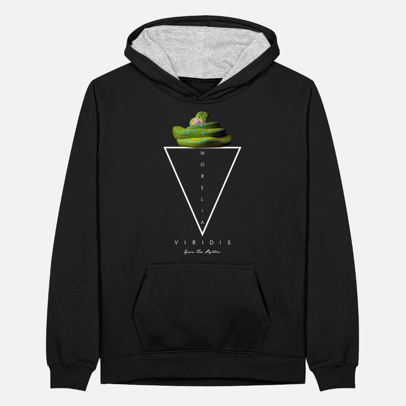 Grüner Baum Python Modern Geometric Teenager Kontrast-Hoodie