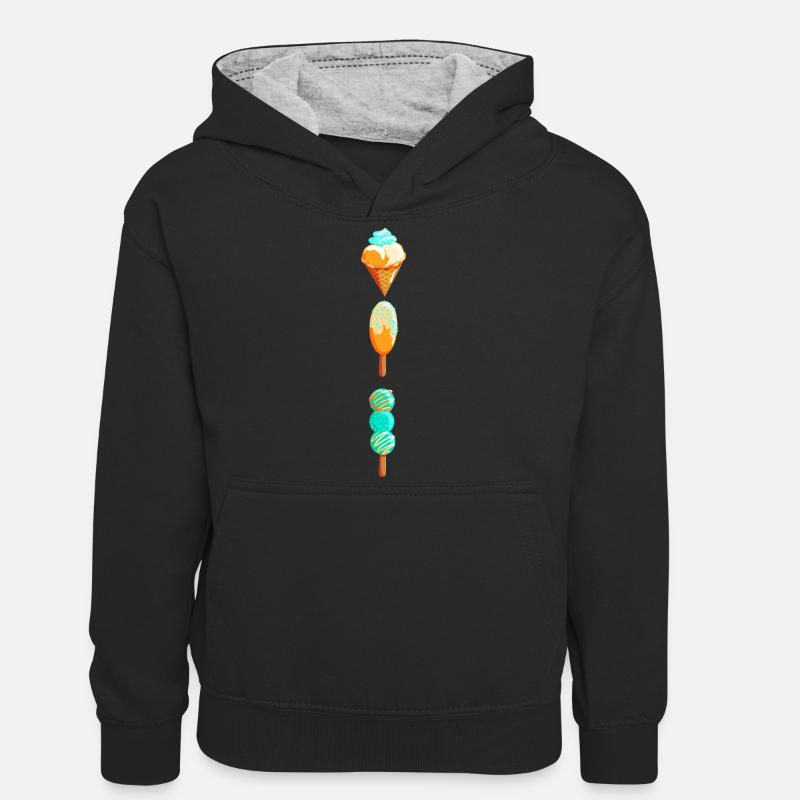 Glace - Sweat à capuche contrasté Ado - noir/gris chiné