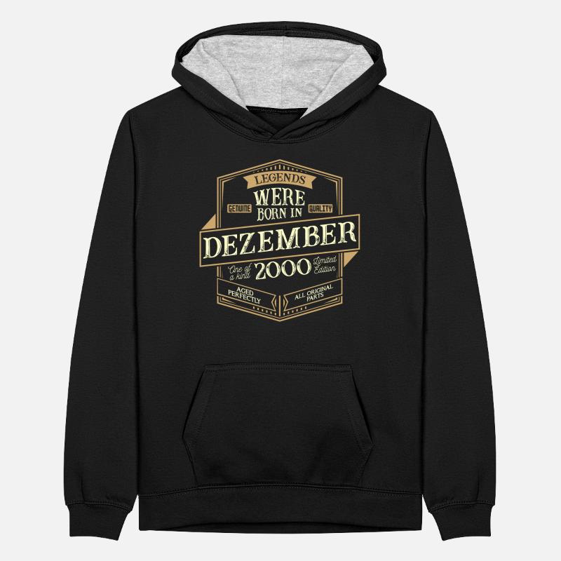 Dezember 2000 Geburtstag Mann Teenager Kontrast-Hoodie