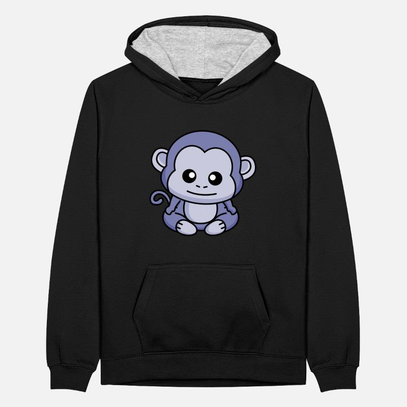Affe Comic Tier Teenager Kontrast-Hoodie
