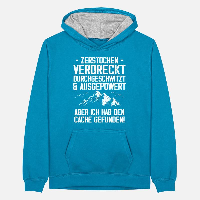 Gecache Geocaching Hobby Cache Teenager Kontrast-Hoodie