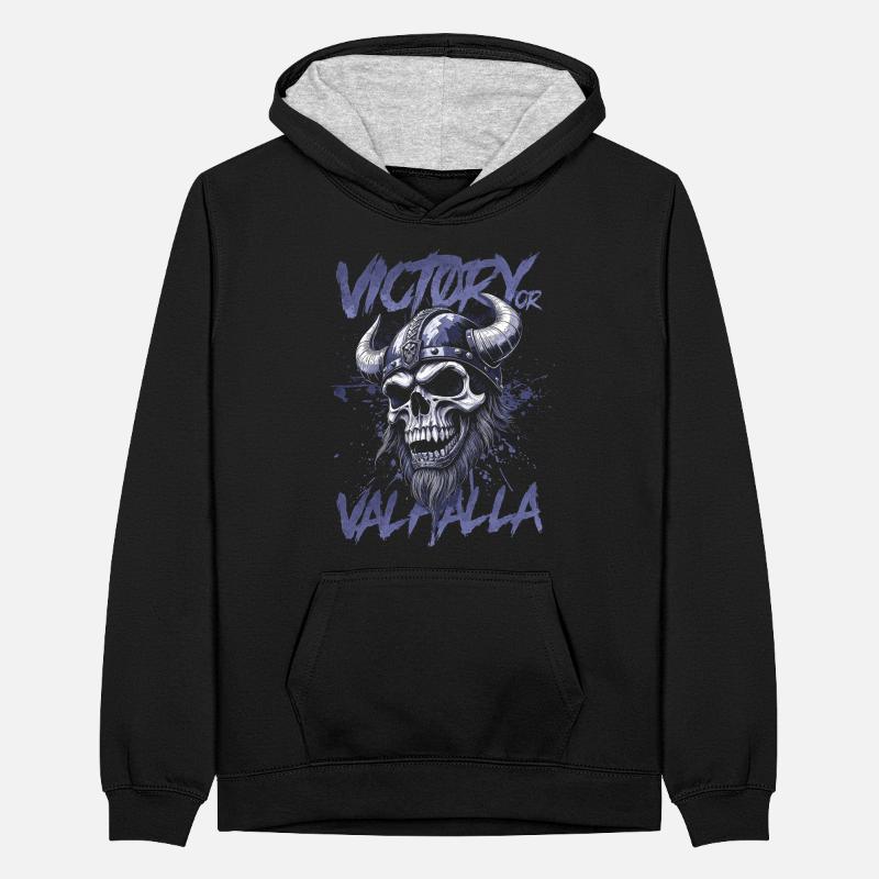 Nordischer Wikingersieg oder Walhalla Teenager Kontrast-Hoodie