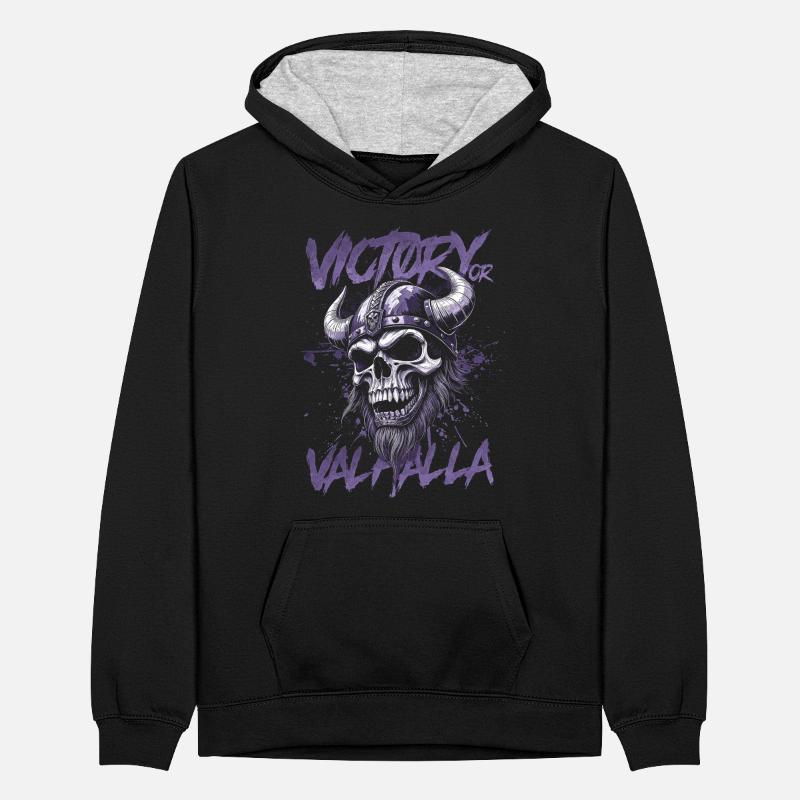 Nordischer Wikingersieg oder Walhalla Teenager Kontrast-Hoodie