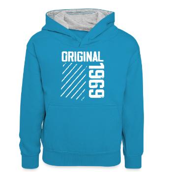 Original 1969 55th Anniversary Retro Gift - Teenager Contrast Hoodie - peacock blue/heather grey - Front