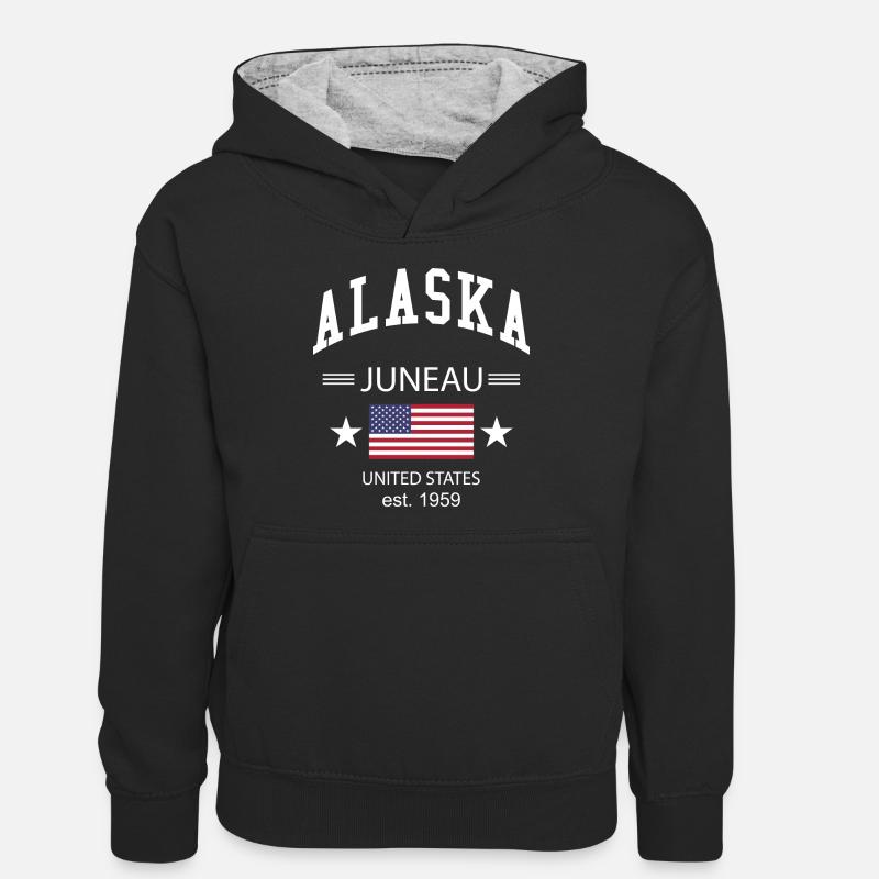 Alaska - Sweat à capuche contrasté Ado - noir/gris chiné