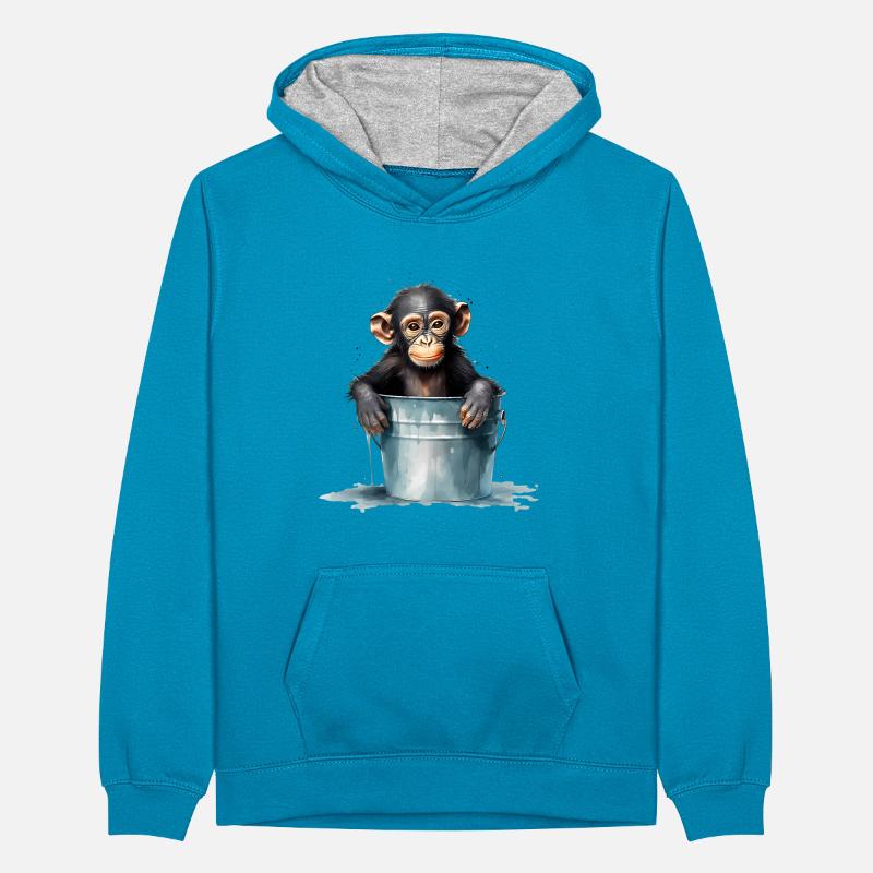 Monkey seeks cooling Teenager Contrast Hoodie