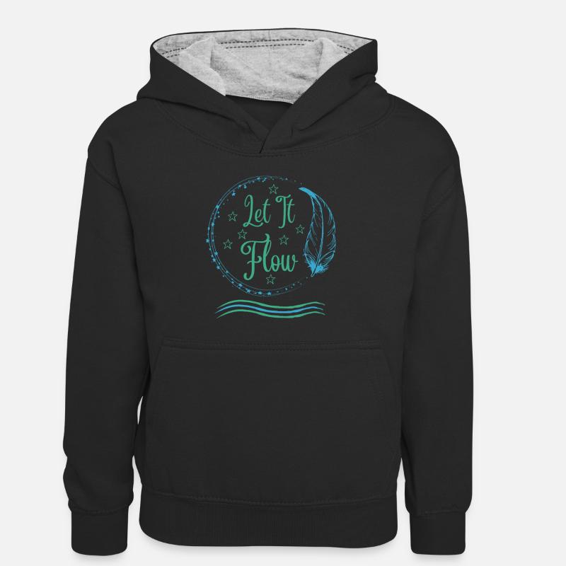 Laissez-le couler - Sweat à capuche contrasté Ado - noir/gris chiné