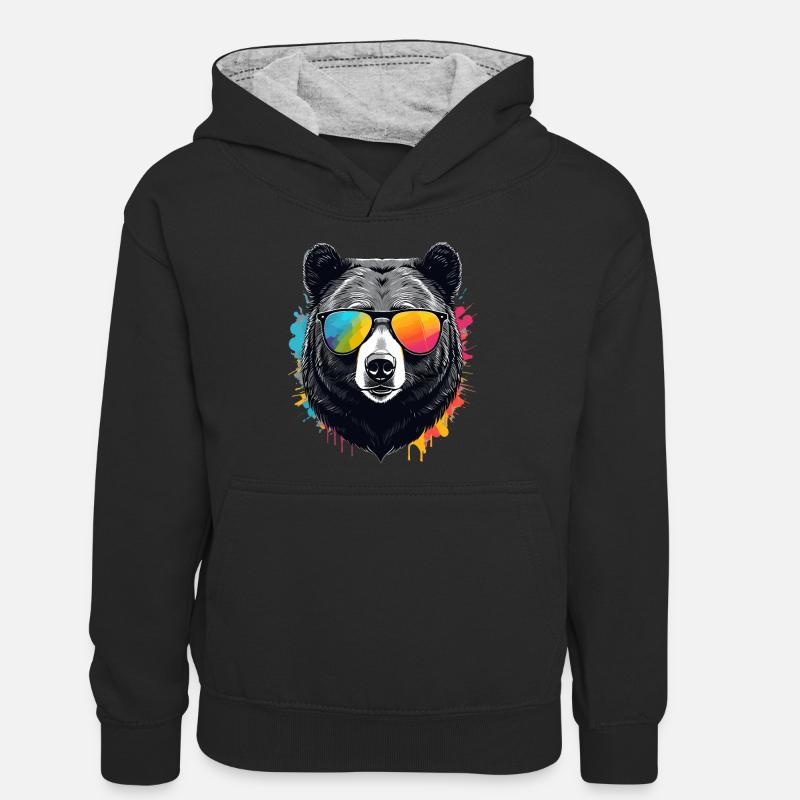 Baribal - Sweat à capuche contrasté Ado - noir/gris chiné