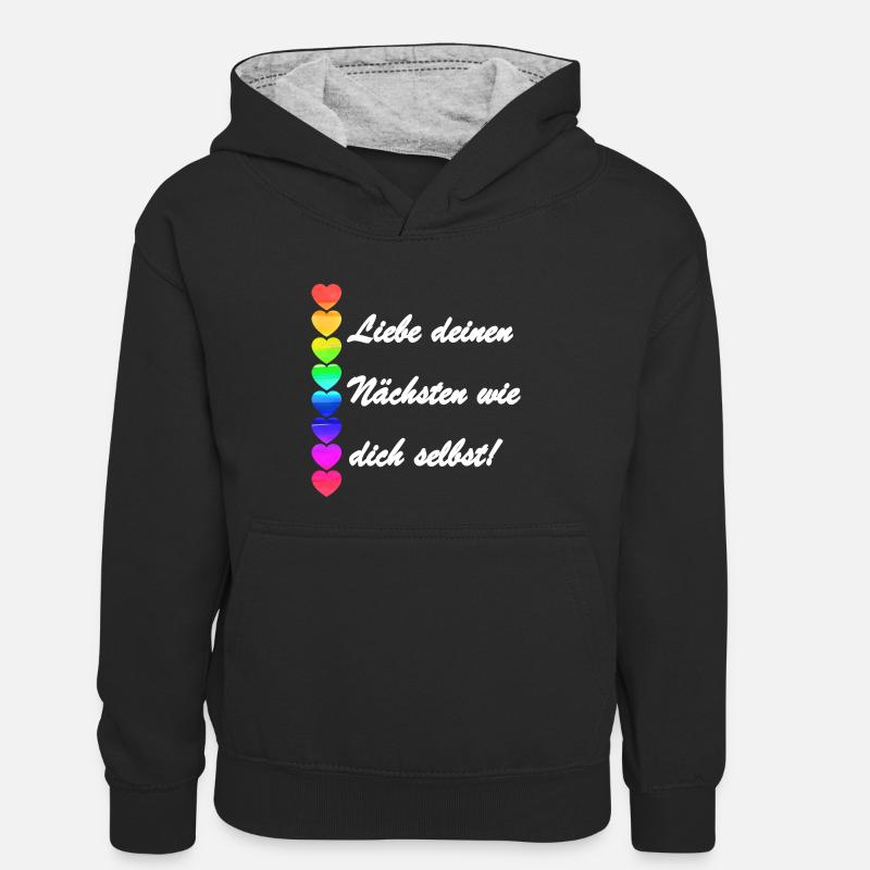 Charité 3 - Sweat à capuche contrasté Ado - noir/gris chiné