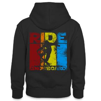 Snowboard fahren - Teenager Kontrast-Hoodie - Schwarz/Grau meliert - Hinten