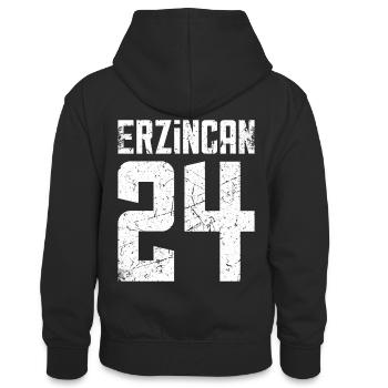 Erzincan 24 Turkey Turkiye Gift Holiday TR Turk - Teenager Contrast Hoodie - black/heather grey - Back