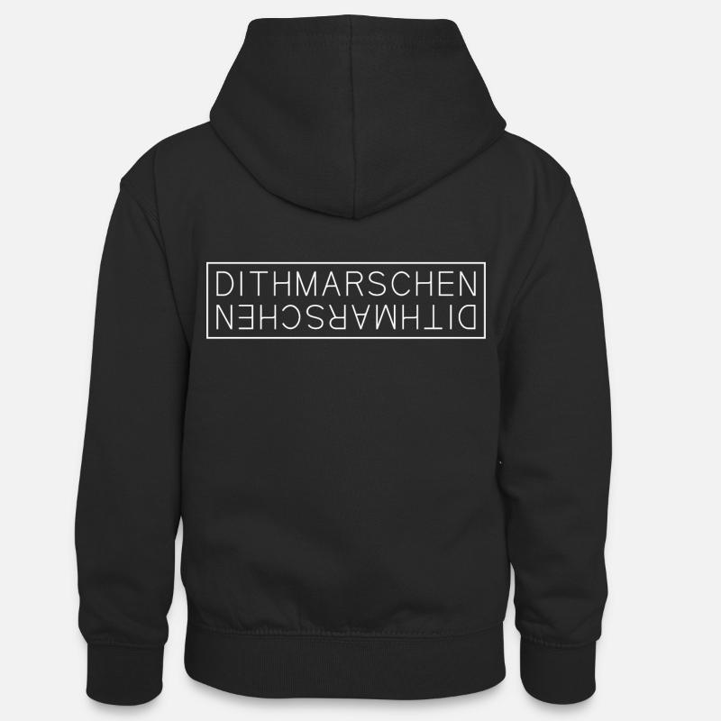 Dithmarschen - Sweat à capuche contrasté Ado - noir/gris chiné